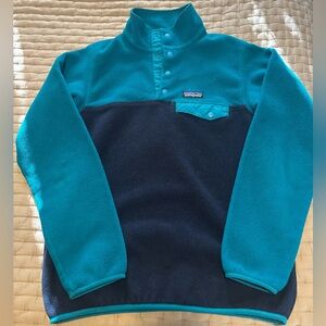Patagonia Synchilla Blue Green Fleece Quarter Button Size S